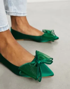 Flat Shoes*DESIGN Lila Bow Ballet In Green