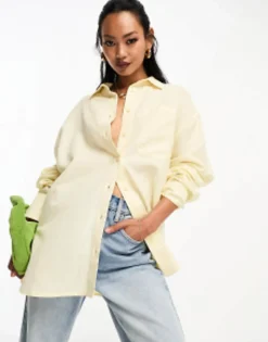 Shirts*DESIGN Linen Shirt In Neutral Off White
