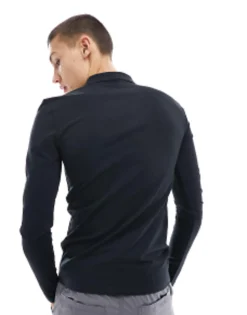 Polo Shirts*DESIGN Long Sleeve Muscle Fit Polo In Black