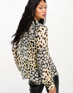 Shirts*DESIGN Long Sleeve Soft Shirt In Mixed Animal Scarf Print Multi