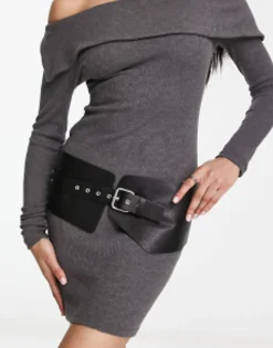Belts*DESIGN Low Waist Wide Belt In Black