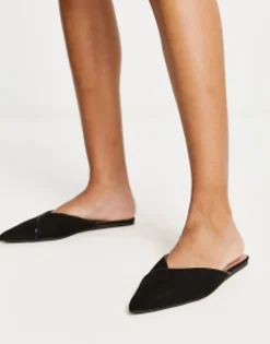Flat Shoes*DESIGN Luna Pointed Ballet Mules In Black