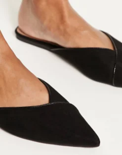 Flat Shoes*DESIGN Luna Pointed Ballet Mules In Black