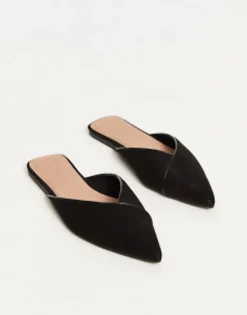 Flat Shoes*DESIGN Luna Pointed Ballet Mules In Black
