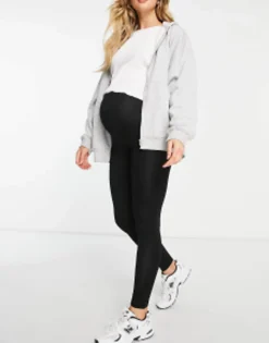 Trousers & Leggings*Maternity Design Over The Bump Premium Supersoft Leggings In Cotton Modal Black