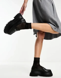 Loafers*DESIGN Maverick Super Chunky Metal Trim Loafer In Black