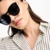Sunglasses*DESIGN Metal Temple Round In Shiny Black