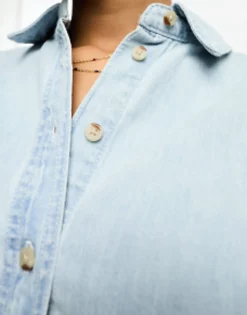 Shirts*DESIGN Minimal Denim Shirt In Bleach Wash