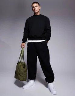Tracksuits*DESIGN Mix & Match Heavyweight Set In Black