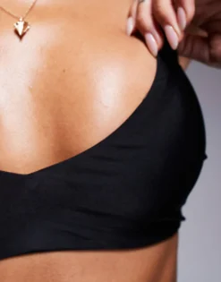 Swimwear & Beachwear*DESIGN Mix And Match Skinny Crop Bikini Top In Black