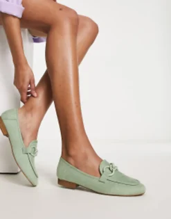 Loafers*DESIGN Modern Loafer With Chain In Sage Green