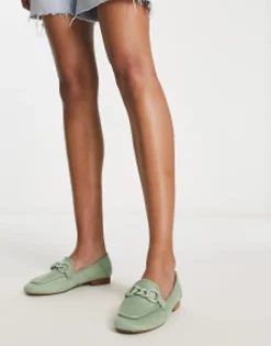 Loafers*DESIGN Modern Loafer With Chain In Sage Green