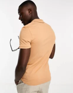 Polo Shirts*DESIGN Muscle Fit Polo Shirt In Tan Biscuit