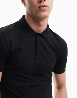Polo Shirts*DESIGN Muscle Polo In Black