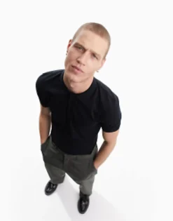 Polo Shirts*DESIGN Muscle Polo In Black