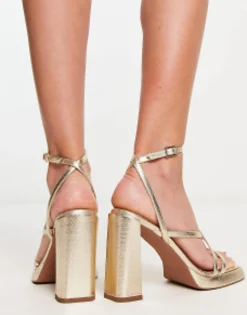 Sandals*DESIGN Nashville Strappy Platform Heeled Sandals In Gold