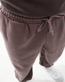 Tracksuits*DESIGN Oversized Heavyweight Joggers In Washed Brown Peppercorn