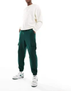Tracksuits*DESIGN Oversized Joggers With Cargo Pockets In Dark Green Pine Grove