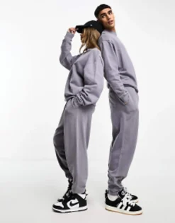 Tracksuits*DESIGN Oversized Mix & Match In Washed Charcoal With Embroidery