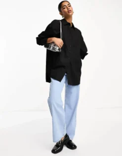 Shirts*DESIGN Oversized Shirt In Black