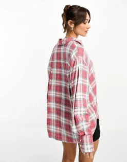 Shirts*DESIGN Oxford Shirt In Red & White Check