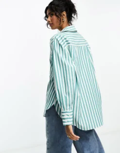 Shirts*DESIGN Oxford Shirt In Green Stripe