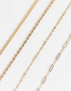 Gifts*DESIGN Pack Of 4 Fine Chain Bracelets In Tone Gold