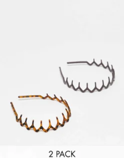 Hair Accessories*DESIGN Pack Of 2 Hair Comb Headband In Brown And Tort Multi