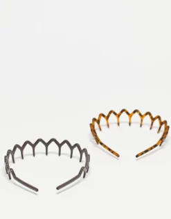 Hair Accessories*DESIGN Pack Of 2 Hair Comb Headband In Brown And Tort Multi