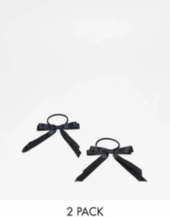 Hair Accessories*DESIGN Pack Of 2 Hairbands With Bow Detail In Satin Black