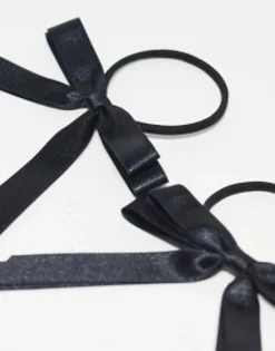 Hair Accessories*DESIGN Pack Of 2 Hairbands With Bow Detail In Satin Black