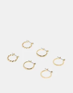 Gifts*DESIGN Pack Of 3 20Mm Hoop Earrings In Gold