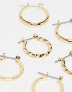 Gifts*DESIGN Pack Of 3 20Mm Hoop Earrings In Gold