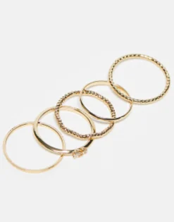 Gifts*DESIGN Pack Of 12 Rings With Twist Details And Engraved s In Tone Gold