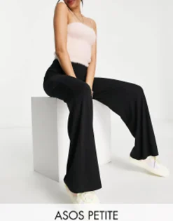 Trousers & Leggings*Petite Design Basic Wide Leg Jersey Trouser In Black