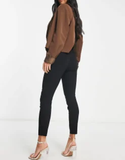Trousers & Leggings*DESIGN Petite High Waist Trousers Skinny Fit In Black