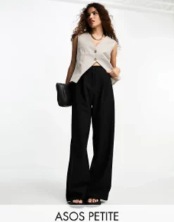 Trousers & Leggings*DESIGN Petite Relaxed Dad Trouser In Black
