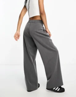Trousers & Leggings*DESIGN Petite Relaxed Dad Trouser In Grey