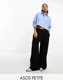 Trousers & Leggings*DESIGN Petite Wide Leg Trouser In Black