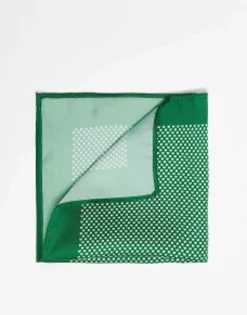 Ties*DESIGN Pocket Square In Forest Green Geo Print Dark Green