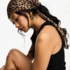 Hair Accessories*DESIGN Polysatin Large Headscarf In Leopard Print In Neutral Beige