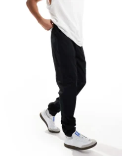 Tall*DESIGN Pull On Cargo Jogger In With Elasticated Waist Black