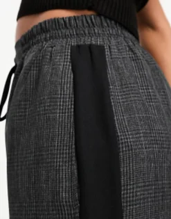 Trousers & Leggings*DESIGN Pull On Trouser With Contrast Panel In Grey Check