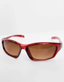 Sunglasses*DESIGN Racer Sunglasses With Tinted Lens In Crystal Red