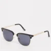 Sunglasses*DESIGN Retro Metal Sunglasses With Smoke Lens In And Black Gold