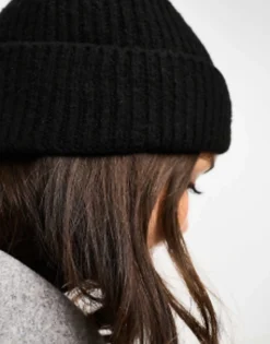 Beanies*DESIGN Rib Knit Beanie In Black