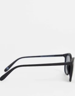 Sunglasses*DESIGN Round Sunglasses In Matte With Smoke Lens Black