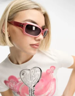 Sunglasses*DESIGN 90S Mid Square Sunglasses In Pearlised Pink