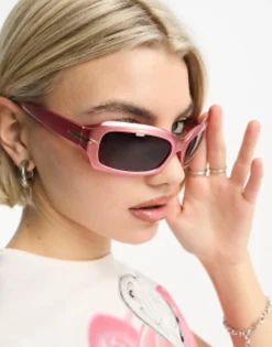 Sunglasses*DESIGN 90S Mid Square Sunglasses In Pearlised Pink