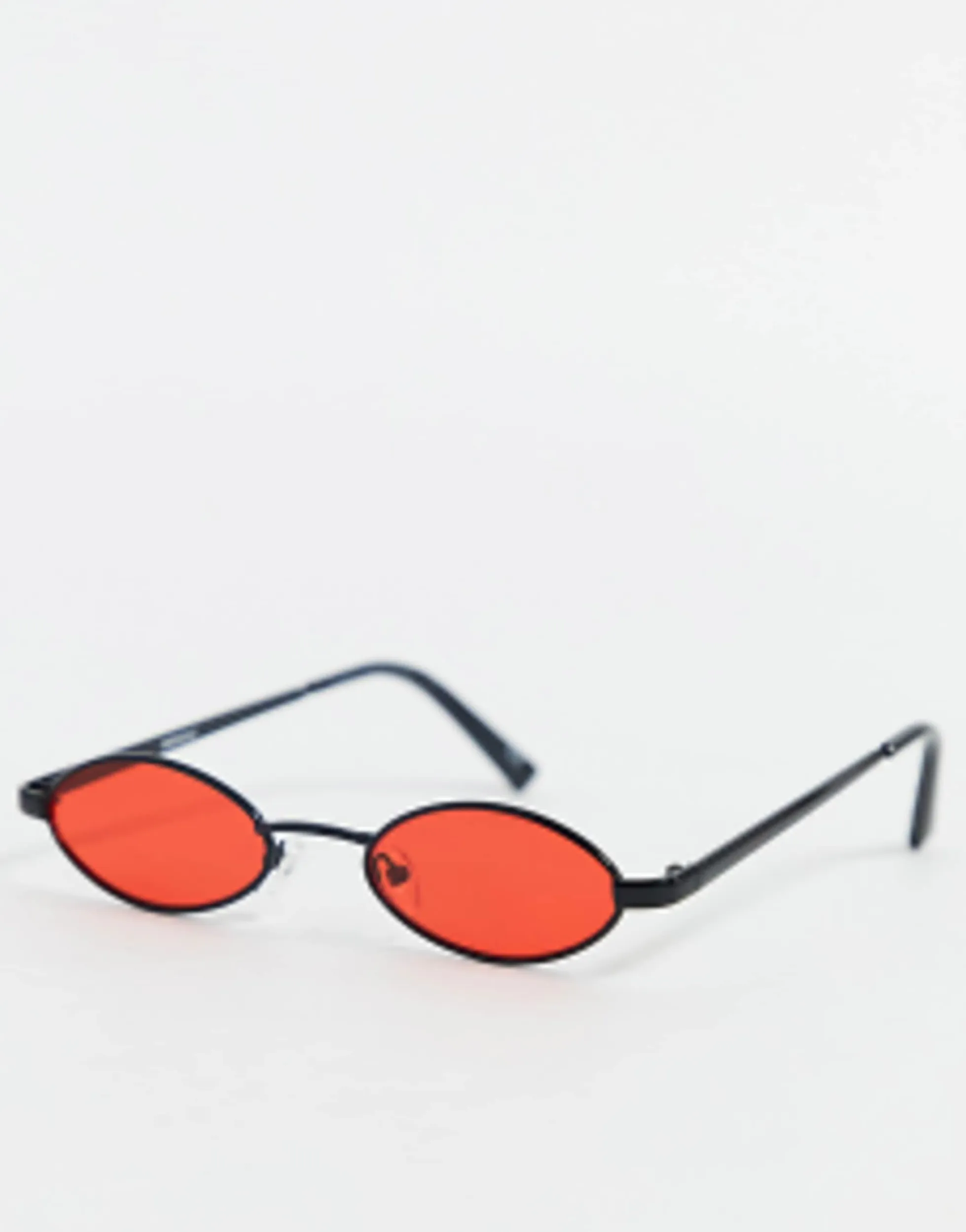 Sunglasses*DESIGN 90S Mini Oval Glasses In With Red Lens Black